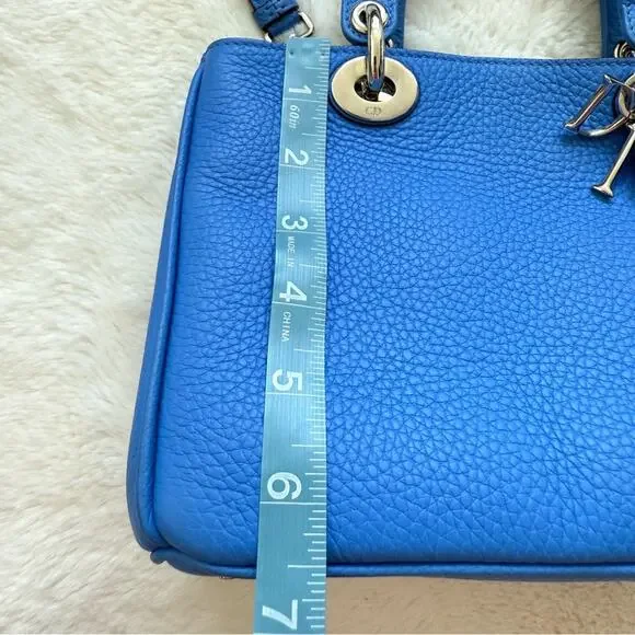 Christian Dior mini electric blue grained calf leather small Bag Authentic